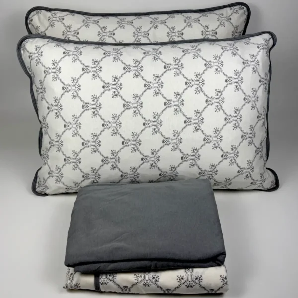 Jogo de Cama 4 Peças Malha Arabesco Moderno Cinza