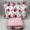 Jogo de Cama 4 Peças Malha Bouquet Elegance Rosa Bebê