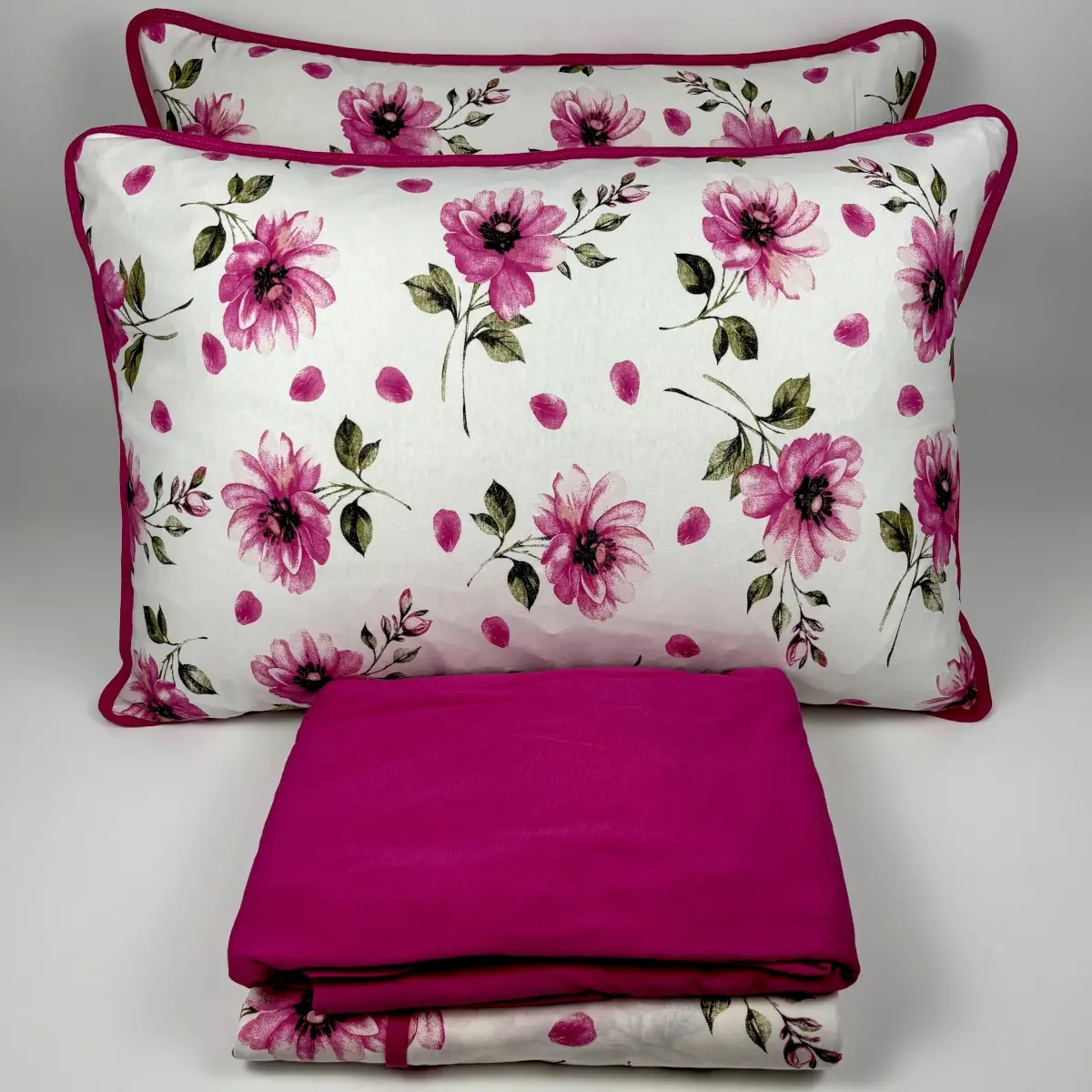Jogo de Cama Queen 4 Peças Malha Bouquet Elegance Rosa Pink – Colloda