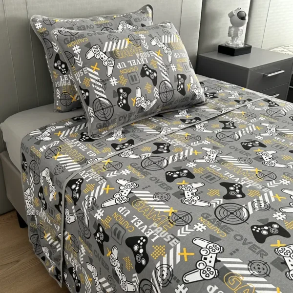 Jogo de Cama 4 Peças Malha Game Cinza