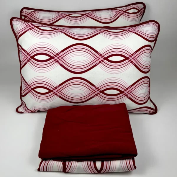 Jogo de Cama 4 Peças Malha Ondas de Rubi Bordô