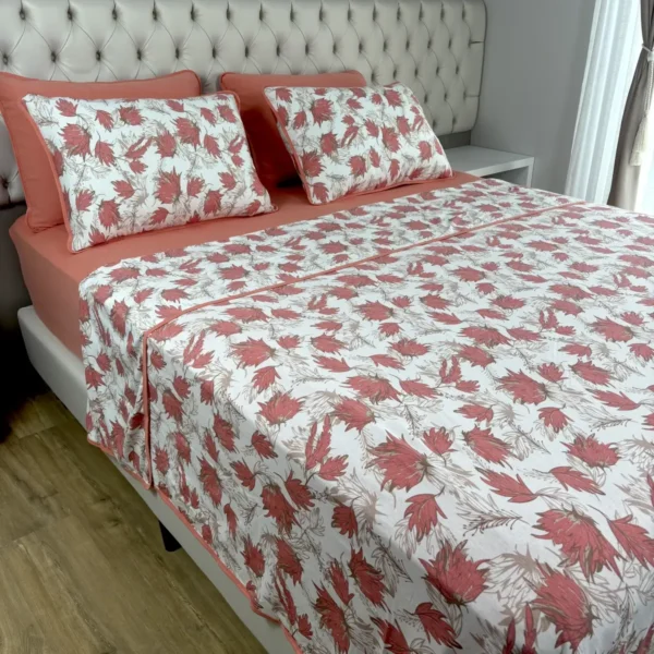 Jogo de Cama 4 Peças Malha Outono Terra Salmão - 1