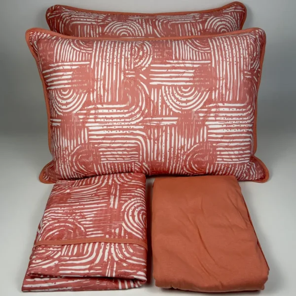 Jogo de Cama 4 Peças Malha Traço Livre Salmão 2