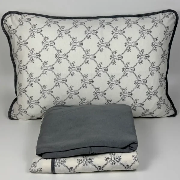 Jogo de Cama Solteiro 3 Peças Malha Arabesco Moderno Cinza