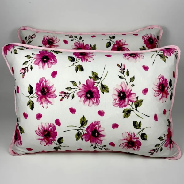 Par de Fronhas de Malha Bouquet Elegance Rosa Bebê