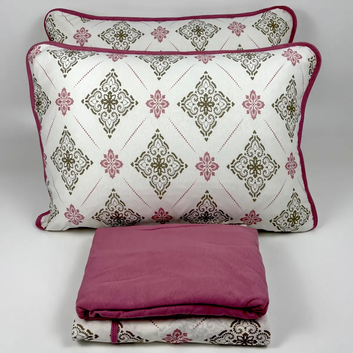 Jogo de Cama King 4 Peças Malha Arabesco Rosa Antigo – Colloda