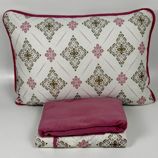 Jogo de Cama Solteiro 3 Peças de Malha Arabescos Rosa Antigo