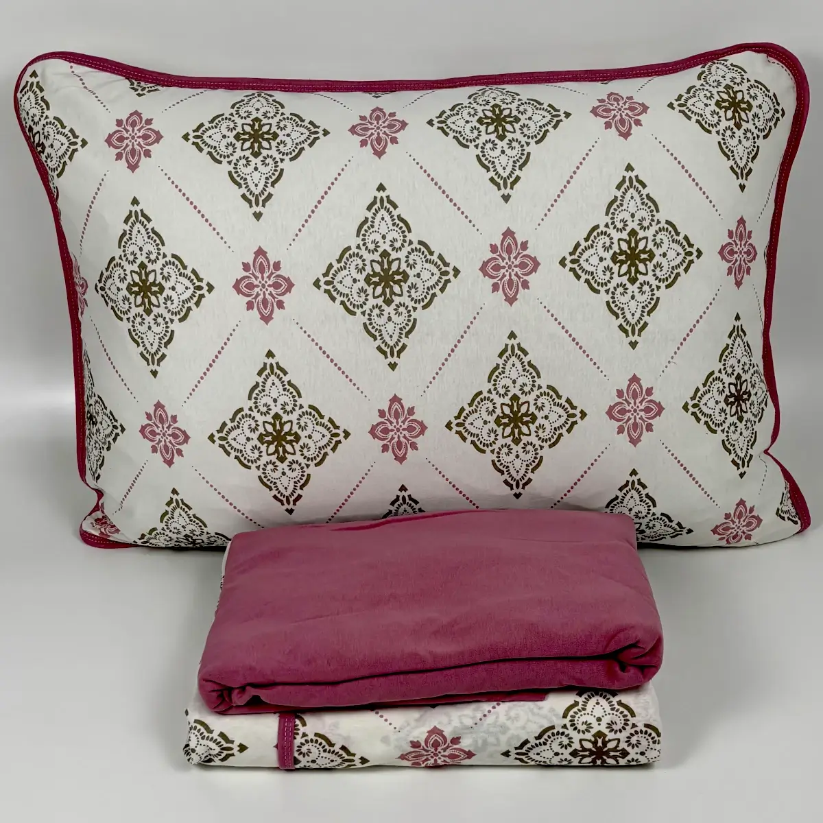 Jogo de Cama Solteiro 3 Peças Malha Arabesco Rosa Antigo – Colloda