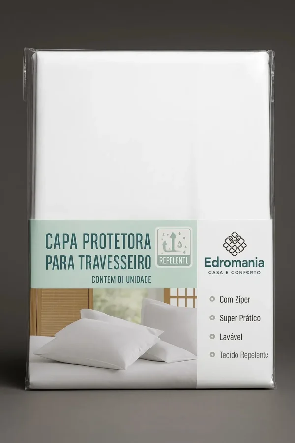 Capa Protetora Para Travesseiro, Tecido Repelente, Lavável, com Zíper - Edromania - 4