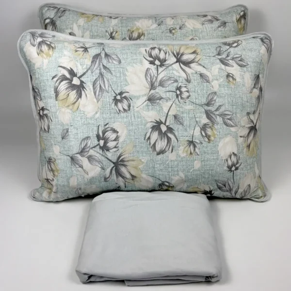 Jogo de Cama 3 Peças Malha Floral Suave Cinza Claro