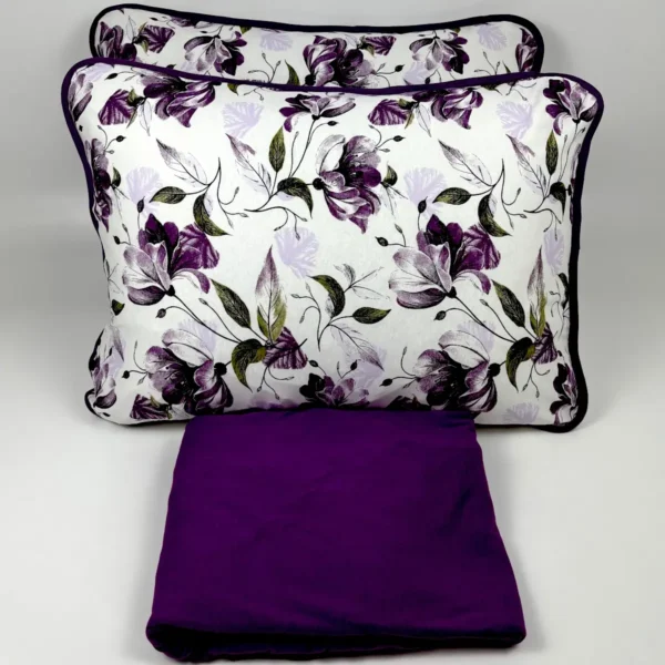 Jogo de Cama 3 Peças Malha Floral Violeta