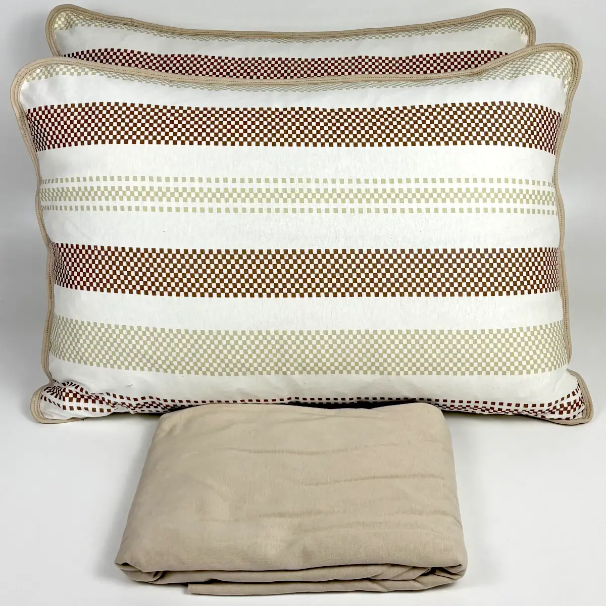 Jogo de Cama Casal 3 Peças Malha Listra Pixel Bege – Colloda