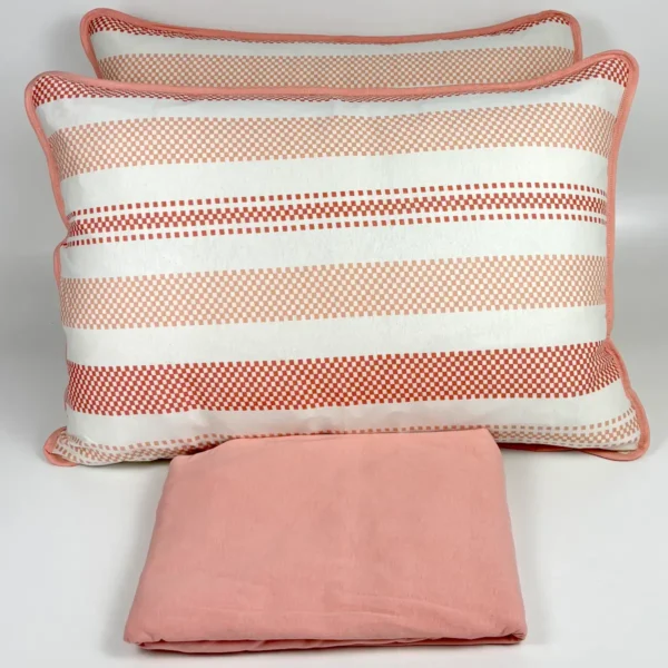 Jogo de Cama 3 Peças Malha Listra Pixel Salmão