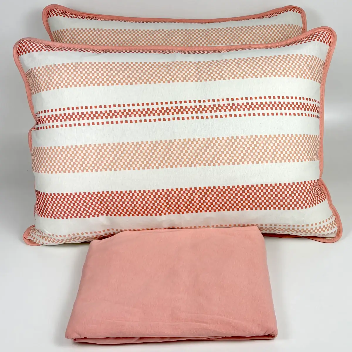 Jogo de Cama Queen 3 Peças Malha Listra Pixel Salmão – Colloda