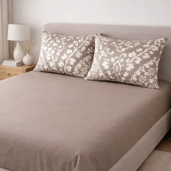 Jogo de Cama 3 Peças Micropercal 200 fios Arabesco Marrom Mocca