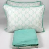 Jogo de Cama 4 Peças Malha Arabesco Moderno Verde Água
