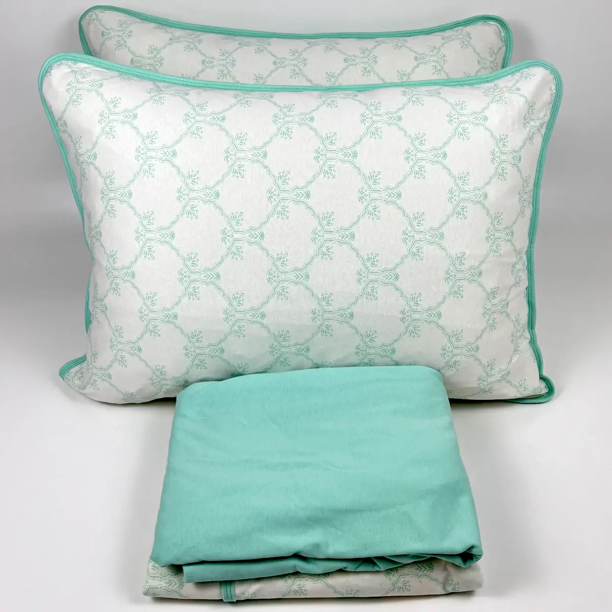 Jogo de Cama Casal 4 Peças Malha Arabesco Moderno Verde Água – Colloda