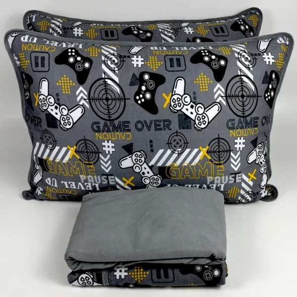 Jogo de Cama 4 Peças Malha Game Cinza