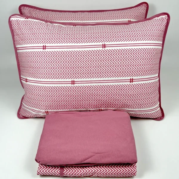 Jogo de Cama 4 Peças Malha Horizonte Natural Rosa Antigo