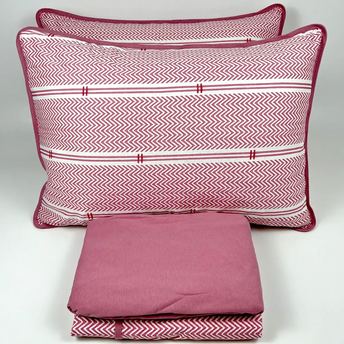 Jogo de Cama Queen 4 Peças Malha Horizonte Natural Rosa Antigo – Colloda