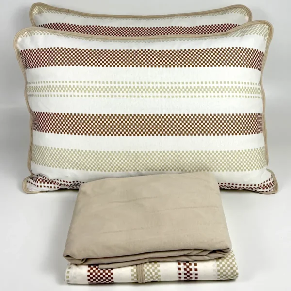 Jogo de Cama 4 Peças Malha Listra Pixel Bege