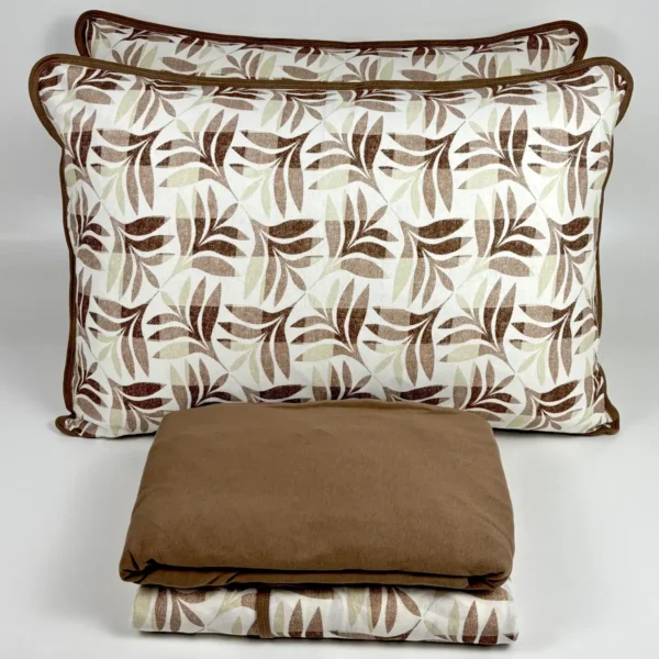 Jogo de Cama 4 Peças Malha Ramo Marrom