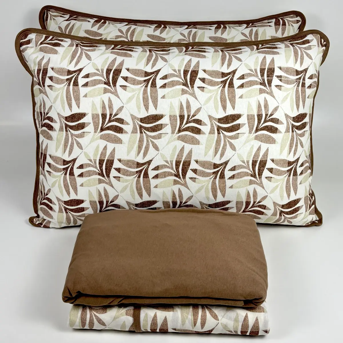 Jogo de Cama 4 Peças Malha Ramo Marrom