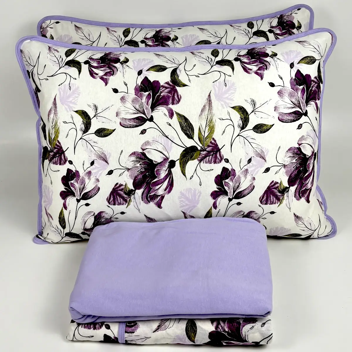 Jogo de Cama Casal 4 Peças Malha Floral Lilás – Colloda