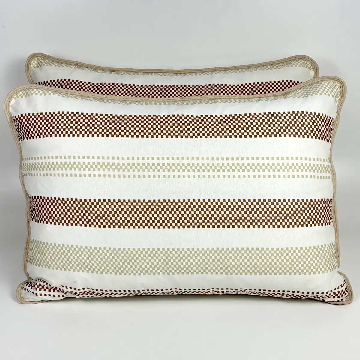 Par de Fronhas Malha Listra Pixel Bege – Colloda