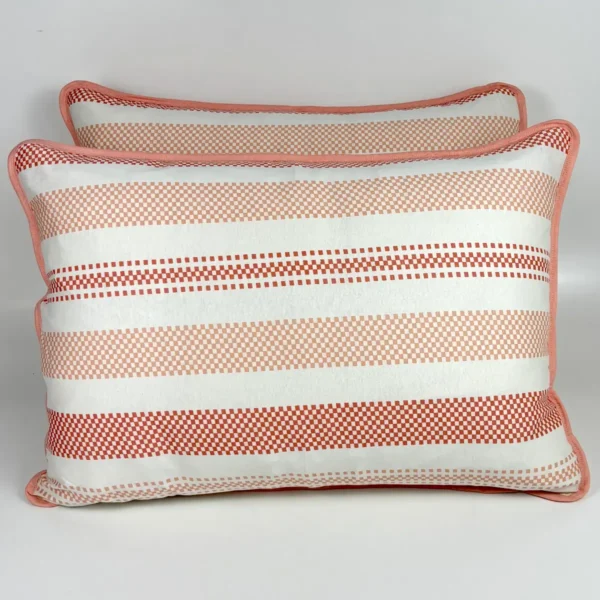 Par de Fronha de Malha Listra Pixel Salmão