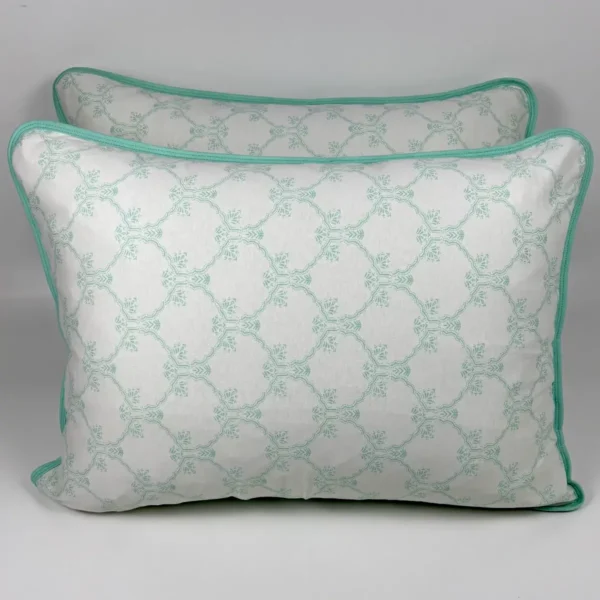 Par de Fronhas de Malha Arabesco Moderno Verde Água