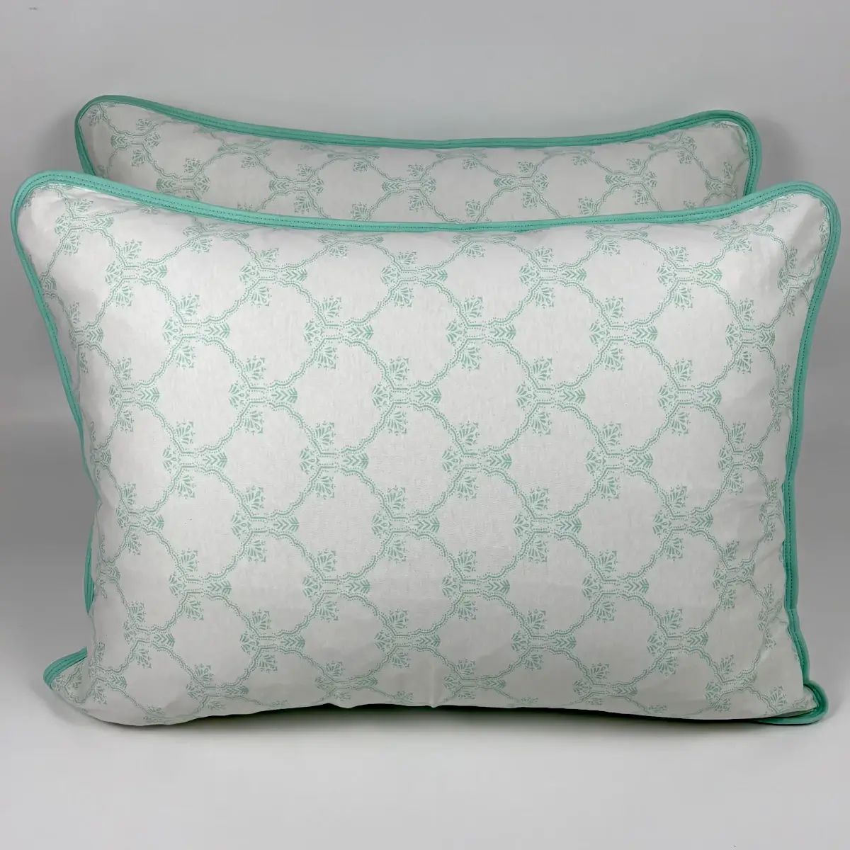 Par de Fronhas Malha Arabesco Moderno Verde Água – Colloda