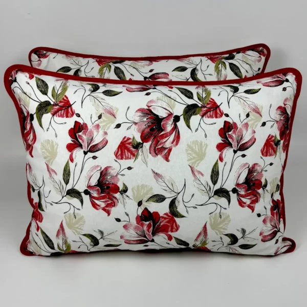 Par de Fronhas de Malha Floral Vermelha