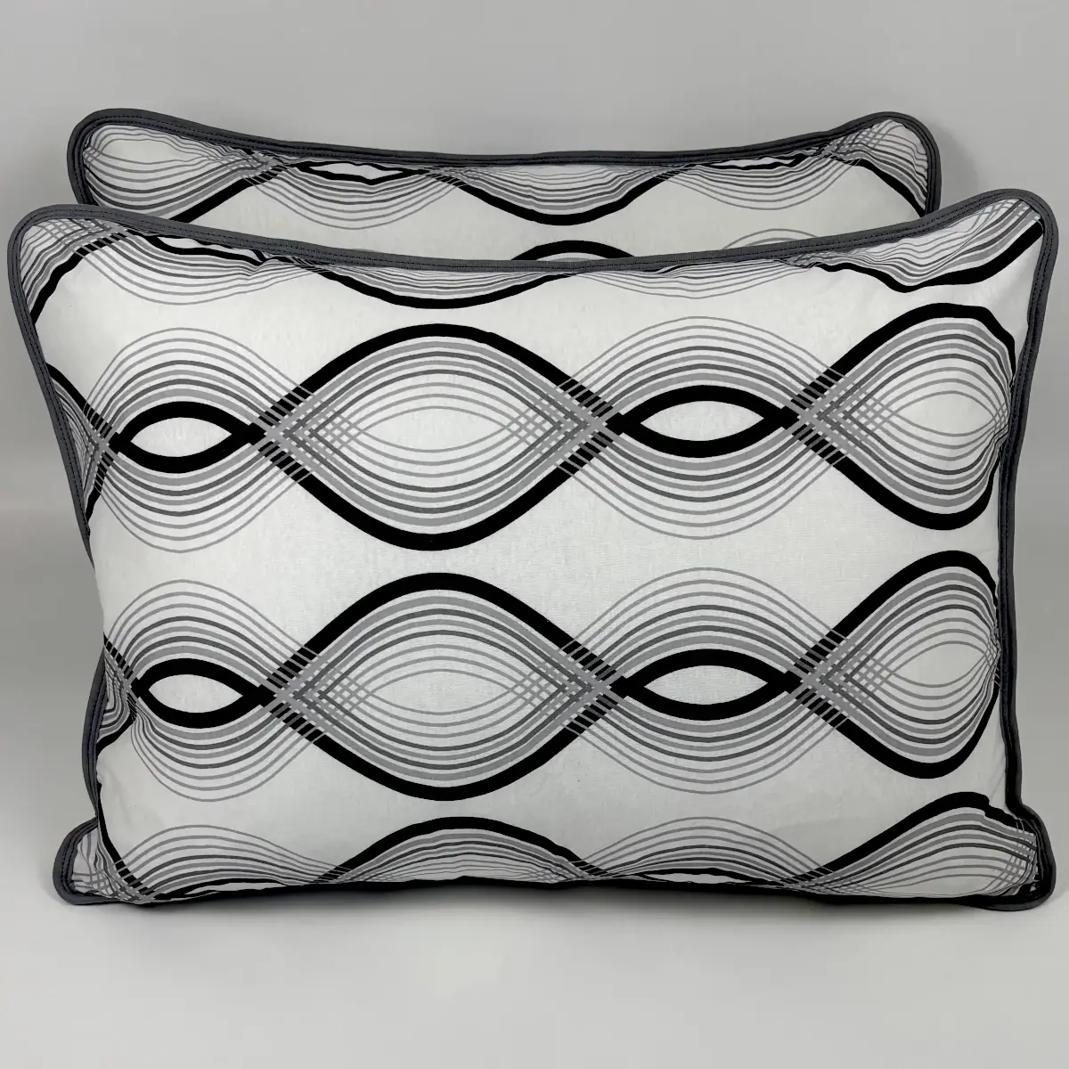 Par de Fronhas Malha Geométrica Ondulada Preto – Colloda