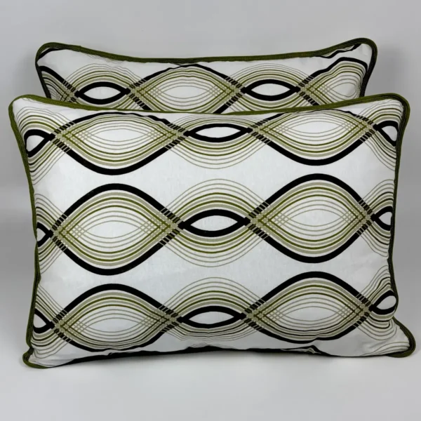 Par de Fronhas de Malha Geométrica Ondulada Verde Oliva