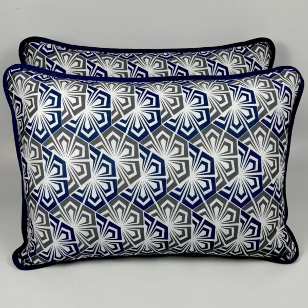 Par de Fronhas de Malha Geométrico Prisma Azul