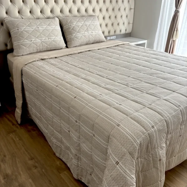 Cobreleito de Malha Horizonte Natural Bege 2