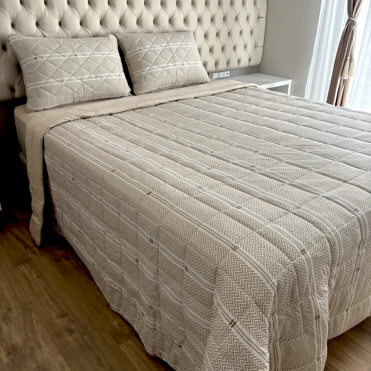 Cobreleito de Malha King com 2 Fronhas Horizonte Natural Bege – Colloda