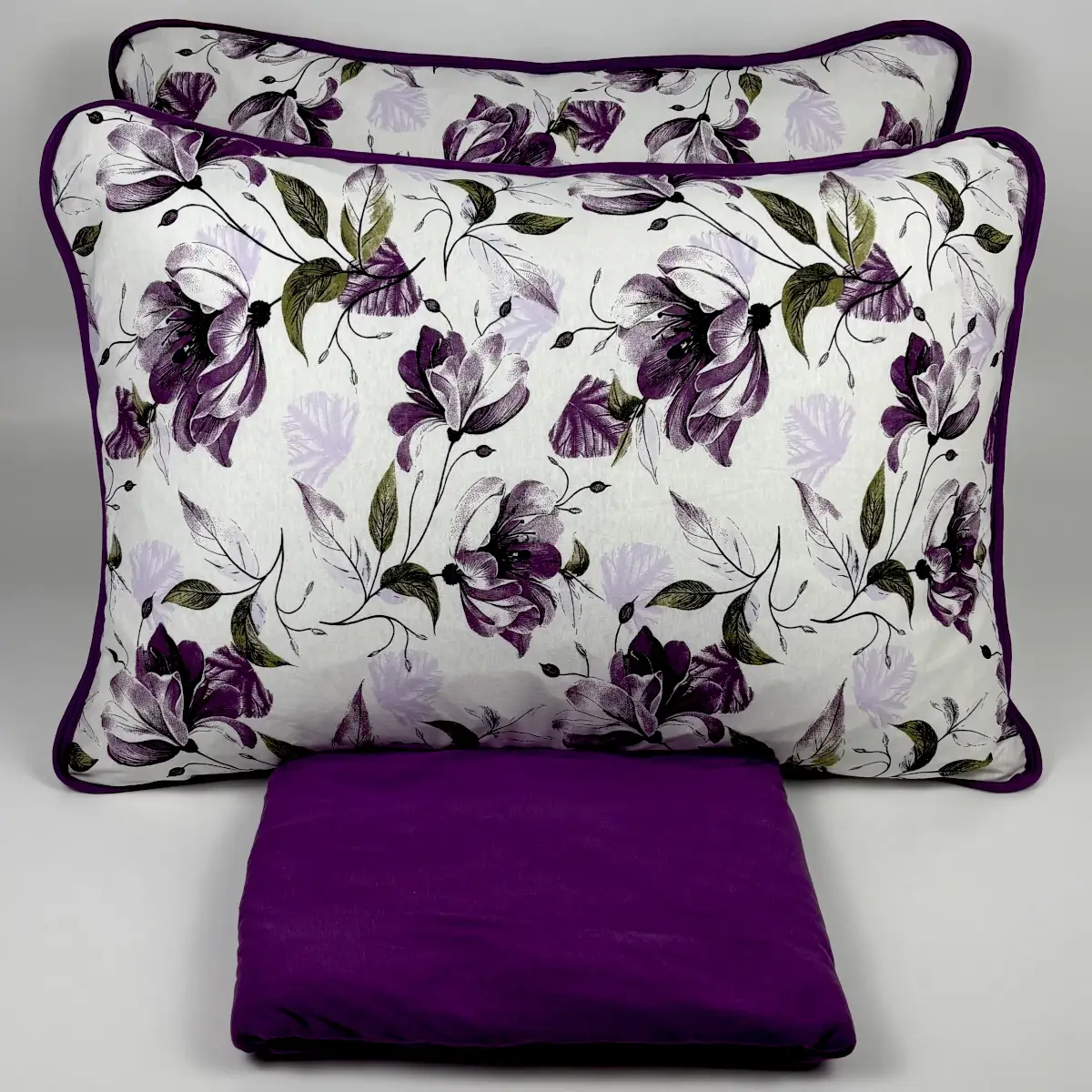 Jogo de Cama Queen 3 Peças Malha Floral Violeta – Colloda