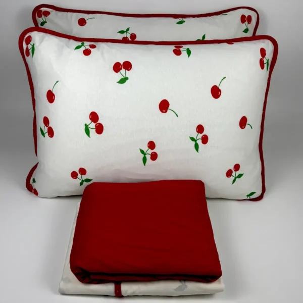 Jogo de Cama 4 Peças Malha Cereja Vermelho