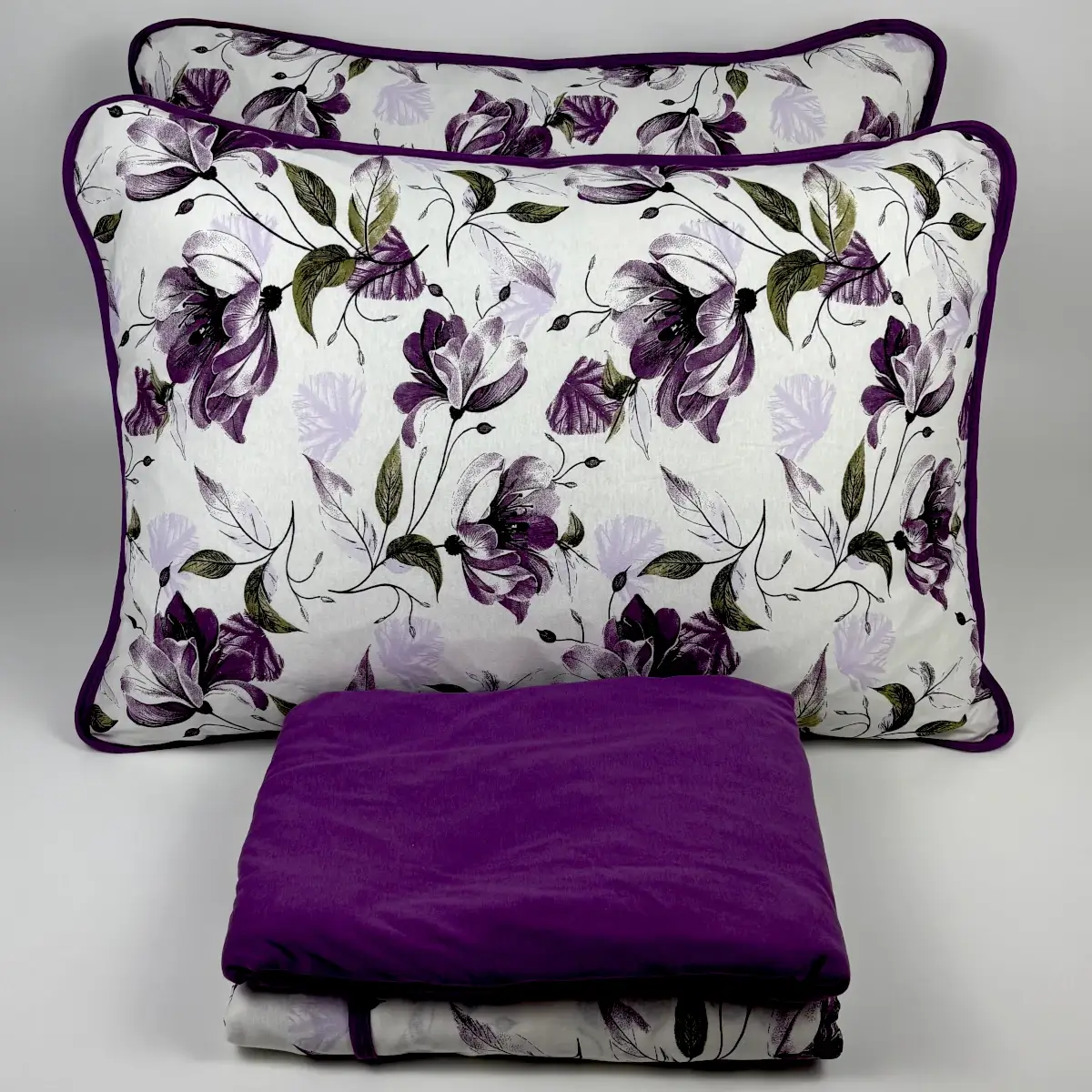 Jogo de Cama Casal 4 Peças Malha Floral Violeta – Colloda