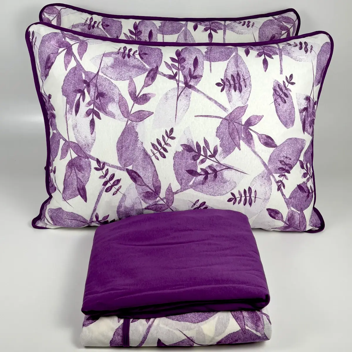 Jogo de Cama Casal 4 Peças Malha Folhas Violeta – Colloda