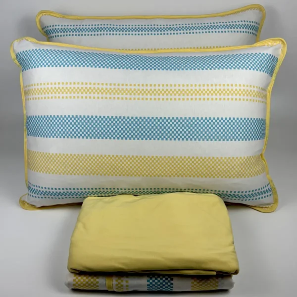 Jogo de Cama 4 Peças Malha Listra Pixel Amarelo