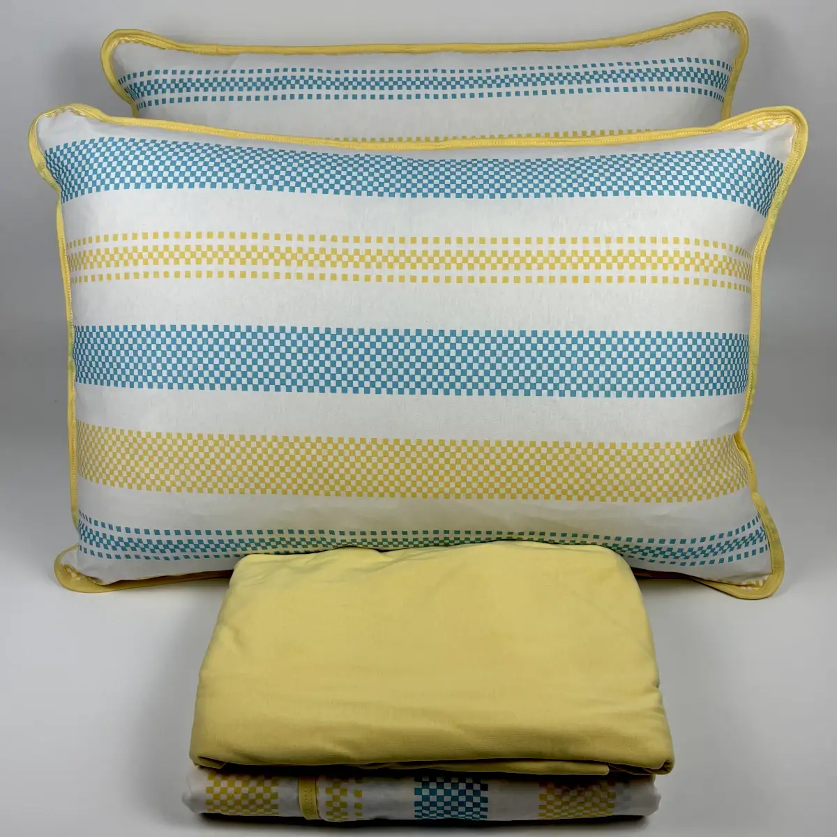 Jogo de Cama 4 Peças Malha Listra Pixel Amarelo