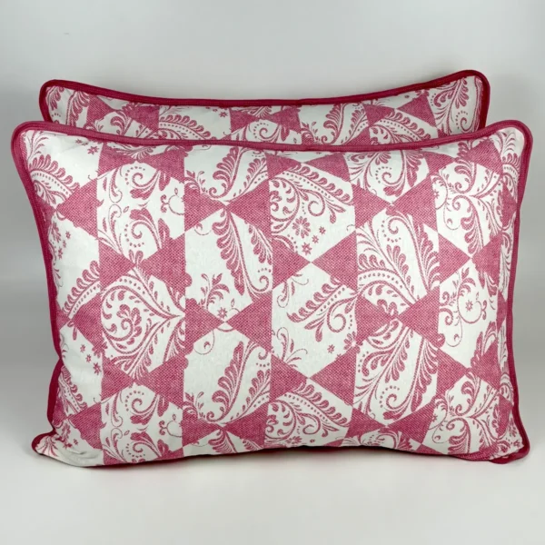 Par de Fronha de Malha Arabesco Geométrico Rosa Antigo