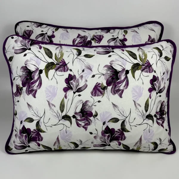 Par de Fronha de Malha Floral Violeta