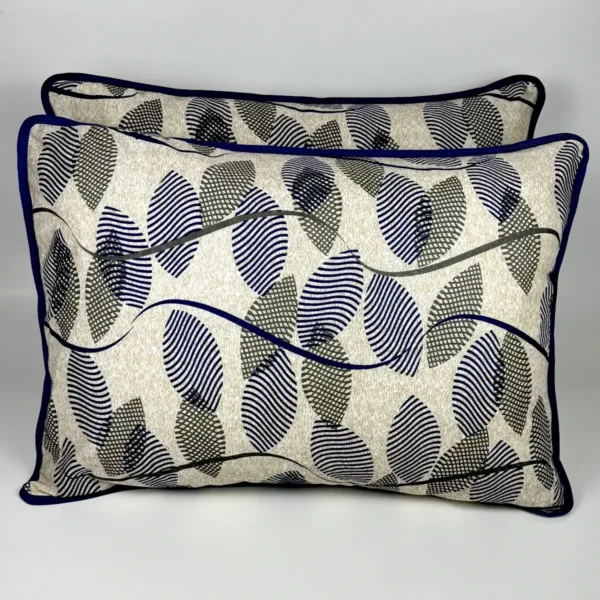 Par de Fronha de Malha Folha Listrada Azul Jeans