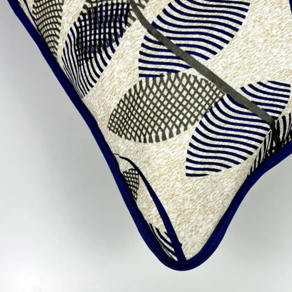 Par de Fronha de Malha Folha Listrada Azul Jeans - Detalhe do viés