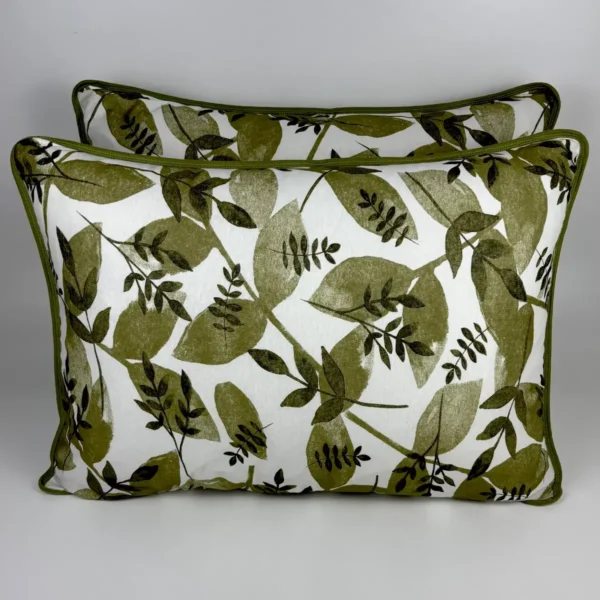 Par de Fronha de Malha Folhas Verde Oliva