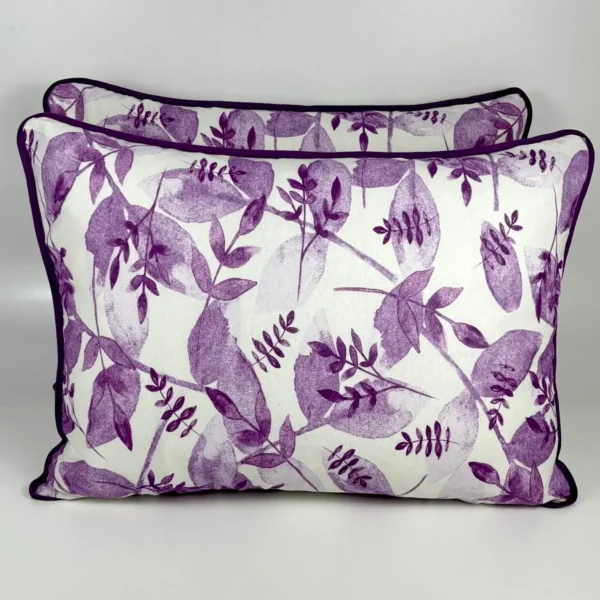 Par de Fronha de Malha Folhas Violeta